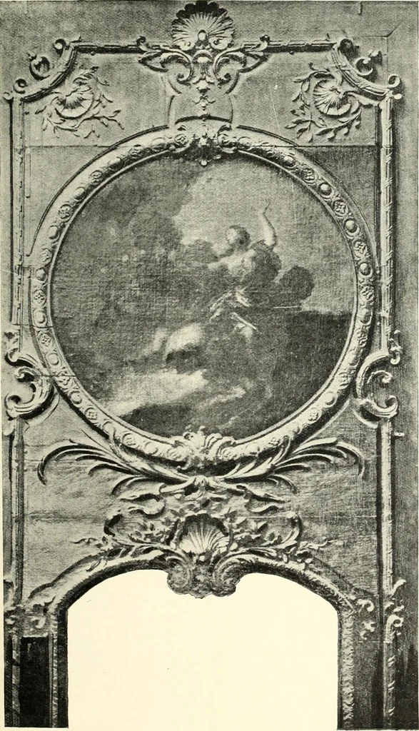 An illustration from An historical guide to French interiors, furniture, decoration, woodwork, & allied arts during the last half of the seventeenth century, the whole of the eighteenth century, and the earlier part of the nineteenth, 1900, leaf 199