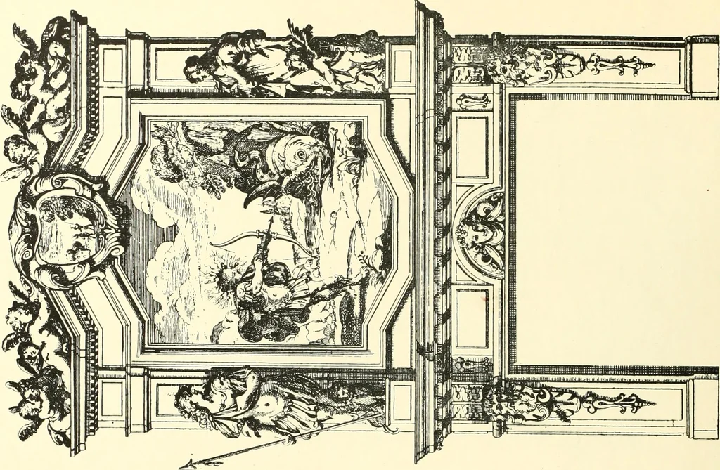 An illustration from An historical guide to French interiors, furniture, decoration, woodwork, & allied arts during the last half of the seventeenth century, the whole of the eighteenth century, and the earlier part of the nineteenth, 1900, leaf 20