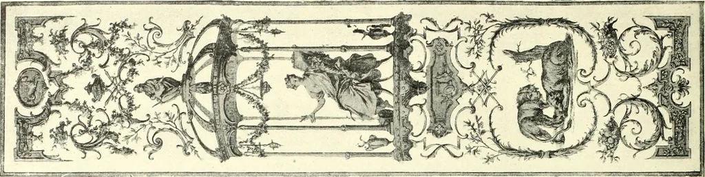 An illustration from An historical guide to French interiors, furniture, decoration, woodwork, & allied arts during the last half of the seventeenth century, the whole of the eighteenth century, and the earlier part of the nineteenth, 1900, leaf 204