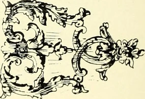 An illustration from An historical guide to French interiors, furniture, decoration, woodwork, & allied arts during the last half of the seventeenth century, the whole of the eighteenth century, and the earlier part of the nineteenth, 1900, leaf 206