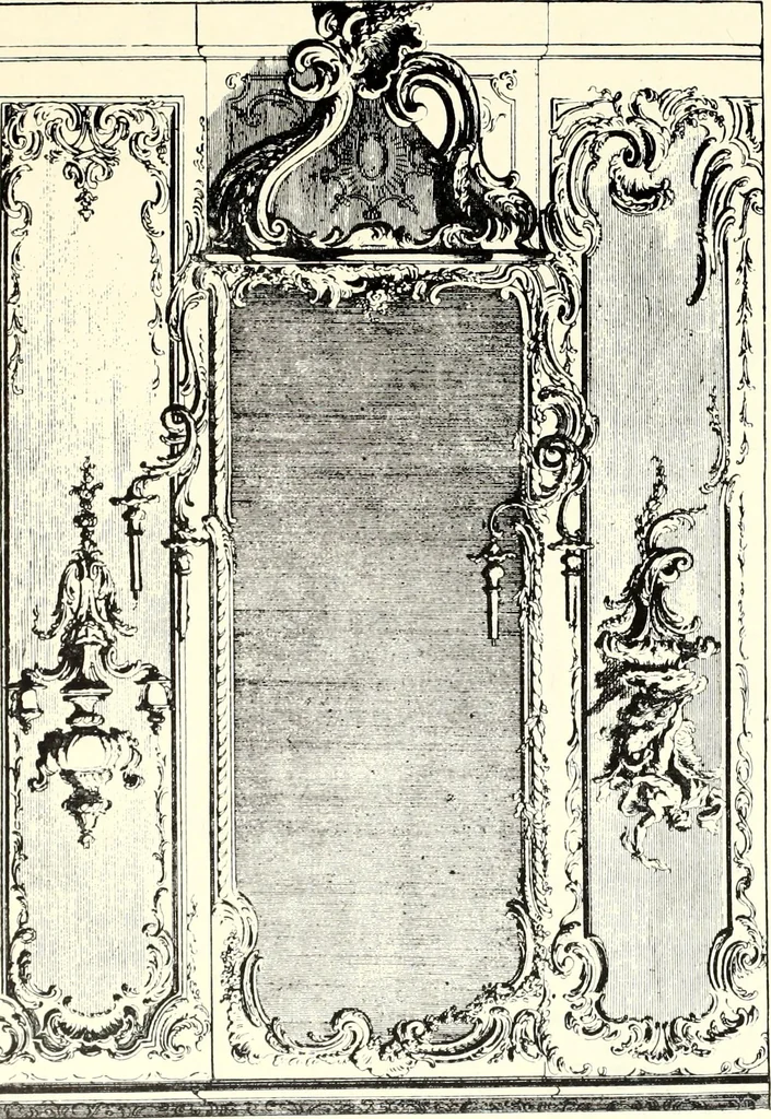 An illustration from An historical guide to French interiors, furniture, decoration, woodwork, & allied arts during the last half of the seventeenth century, the whole of the eighteenth century, and the earlier part of the nineteenth, 1900, leaf 207