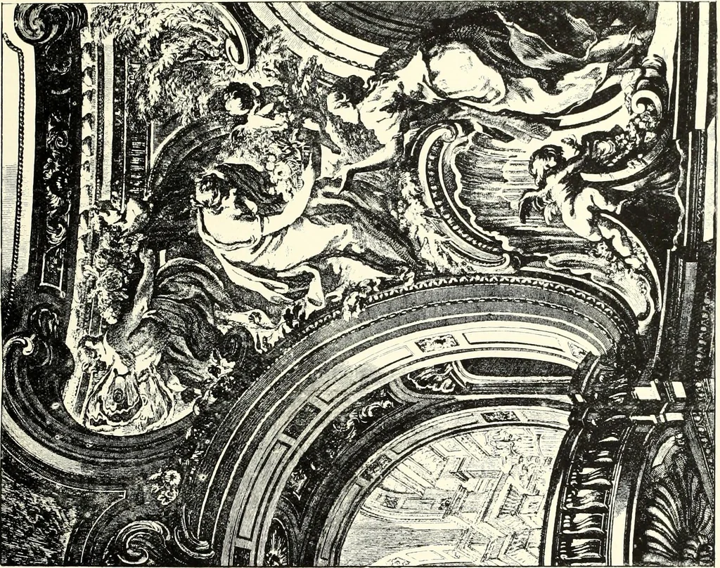 An illustration from An historical guide to French interiors, furniture, decoration, woodwork, & allied arts during the last half of the seventeenth century, the whole of the eighteenth century, and the earlier part of the nineteenth, 1900, leaf 209
