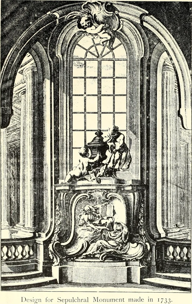 An illustration from An historical guide to French interiors, furniture, decoration, woodwork, & allied arts during the last half of the seventeenth century, the whole of the eighteenth century, and the earlier part of the nineteenth, 1900, leaf 209