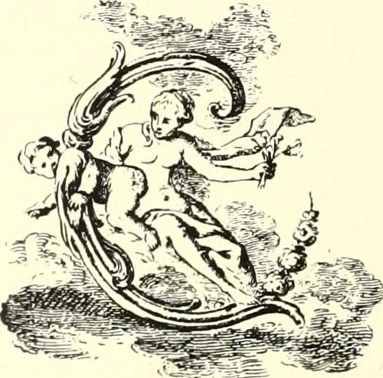 An illustration from An historical guide to French interiors, furniture, decoration, woodwork, & allied arts during the last half of the seventeenth century, the whole of the eighteenth century, and the earlier part of the nineteenth, 1900, leaf 214