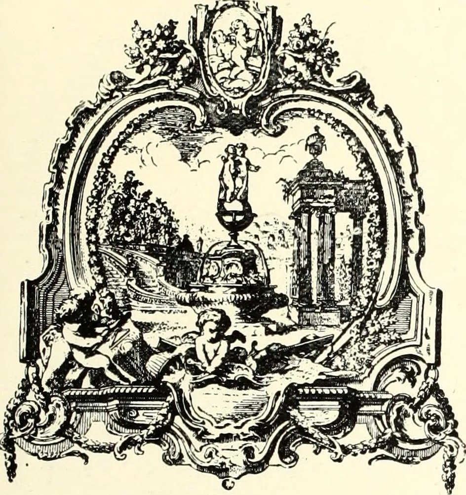 An illustration from An historical guide to French interiors, furniture, decoration, woodwork, & allied arts during the last half of the seventeenth century, the whole of the eighteenth century, and the earlier part of the nineteenth, 1900, leaf 215