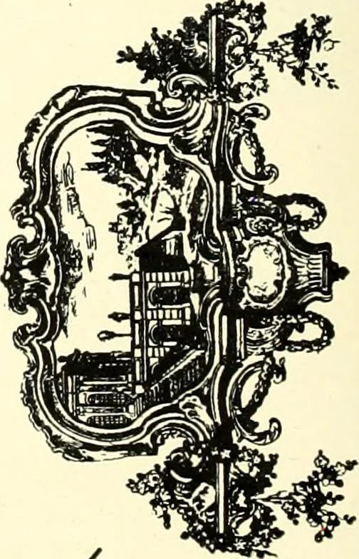 An illustration from An historical guide to French interiors, furniture, decoration, woodwork, & allied arts during the last half of the seventeenth century, the whole of the eighteenth century, and the earlier part of the nineteenth, 1900, leaf 216