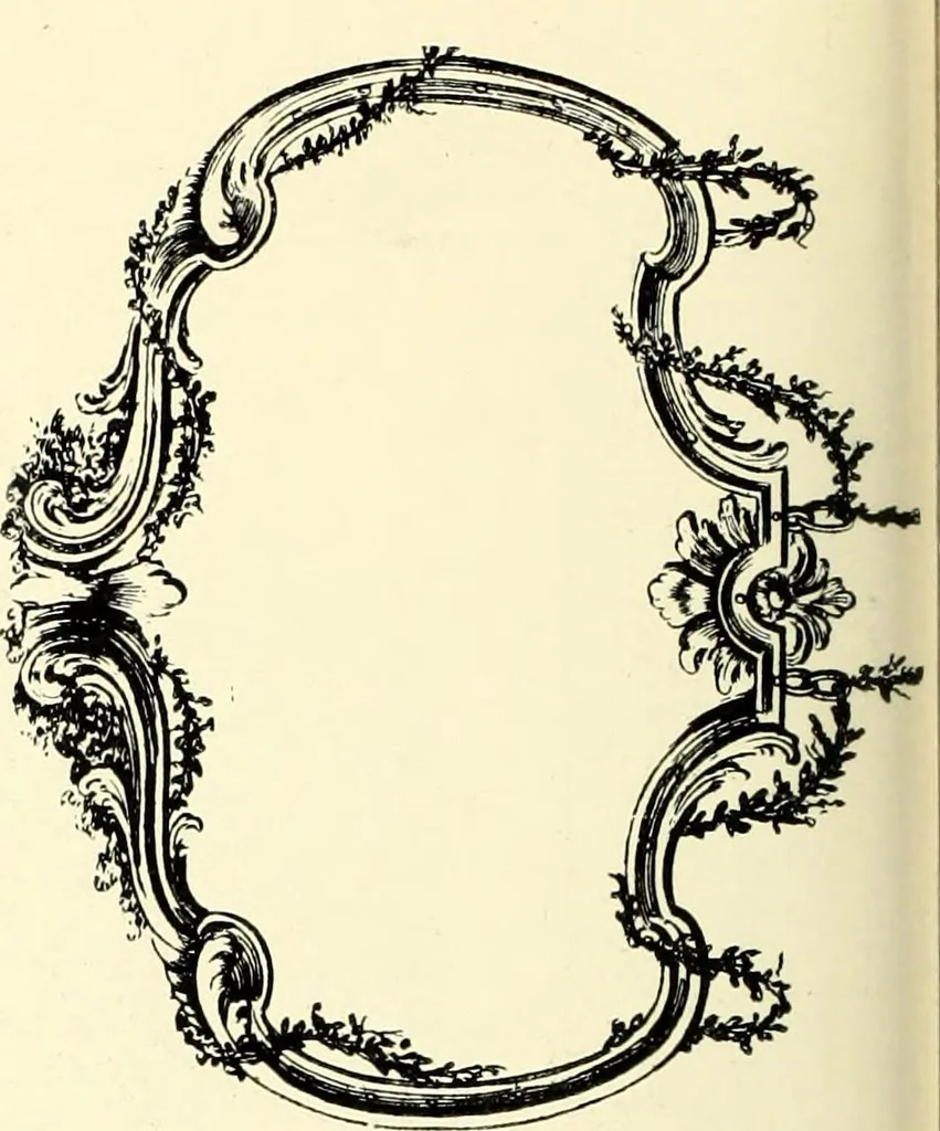 An illustration from An historical guide to French interiors, furniture, decoration, woodwork, & allied arts during the last half of the seventeenth century, the whole of the eighteenth century, and the earlier part of the nineteenth, 1900, leaf 218