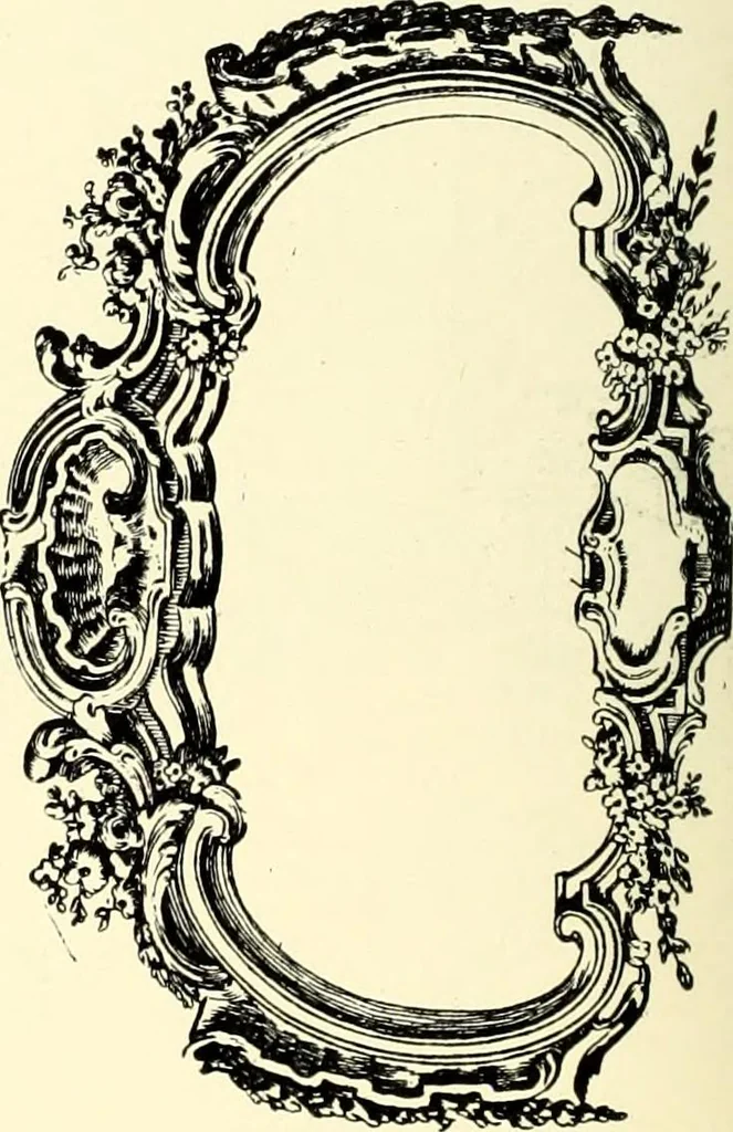 An illustration from An historical guide to French interiors, furniture, decoration, woodwork, & allied arts during the last half of the seventeenth century, the whole of the eighteenth century, and the earlier part of the nineteenth, 1900, leaf 218