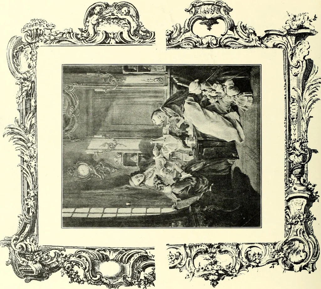 An illustration from An historical guide to French interiors, furniture, decoration, woodwork, & allied arts during the last half of the seventeenth century, the whole of the eighteenth century, and the earlier part of the nineteenth, 1900, leaf 220