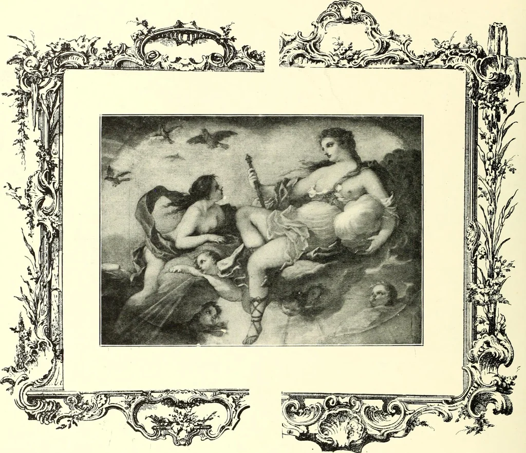 An illustration from An historical guide to French interiors, furniture, decoration, woodwork, & allied arts during the last half of the seventeenth century, the whole of the eighteenth century, and the earlier part of the nineteenth, 1900, leaf 224
