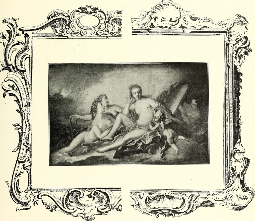 An illustration from An historical guide to French interiors, furniture, decoration, woodwork, & allied arts during the last half of the seventeenth century, the whole of the eighteenth century, and the earlier part of the nineteenth, 1900, leaf 225