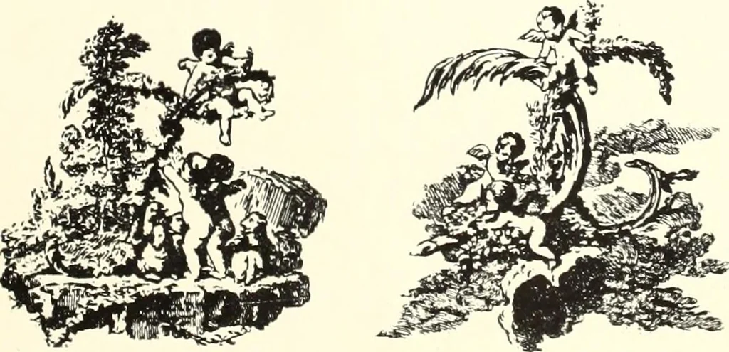 An illustration from An historical guide to French interiors, furniture, decoration, woodwork, & allied arts during the last half of the seventeenth century, the whole of the eighteenth century, and the earlier part of the nineteenth, 1900, leaf 225