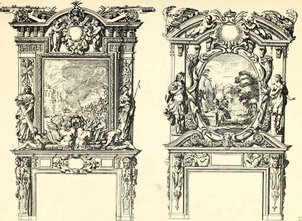 An illustration from An historical guide to French interiors, furniture, decoration, woodwork, & allied arts during the last half of the seventeenth century, the whole of the eighteenth century, and the earlier part of the nineteenth, 1900, leaf 23