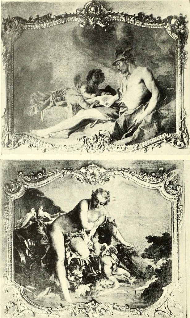 An illustration from An historical guide to French interiors, furniture, decoration, woodwork, & allied arts during the last half of the seventeenth century, the whole of the eighteenth century, and the earlier part of the nineteenth, 1900, leaf 230