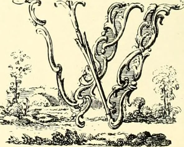 An illustration from An historical guide to French interiors, furniture, decoration, woodwork, & allied arts during the last half of the seventeenth century, the whole of the eighteenth century, and the earlier part of the nineteenth, 1900, leaf 230