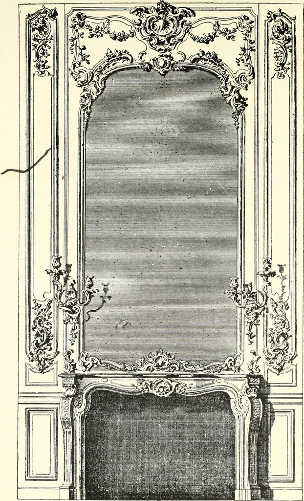 An illustration from An historical guide to French interiors, furniture, decoration, woodwork, & allied arts during the last half of the seventeenth century, the whole of the eighteenth century, and the earlier part of the nineteenth, 1900, leaf 233
