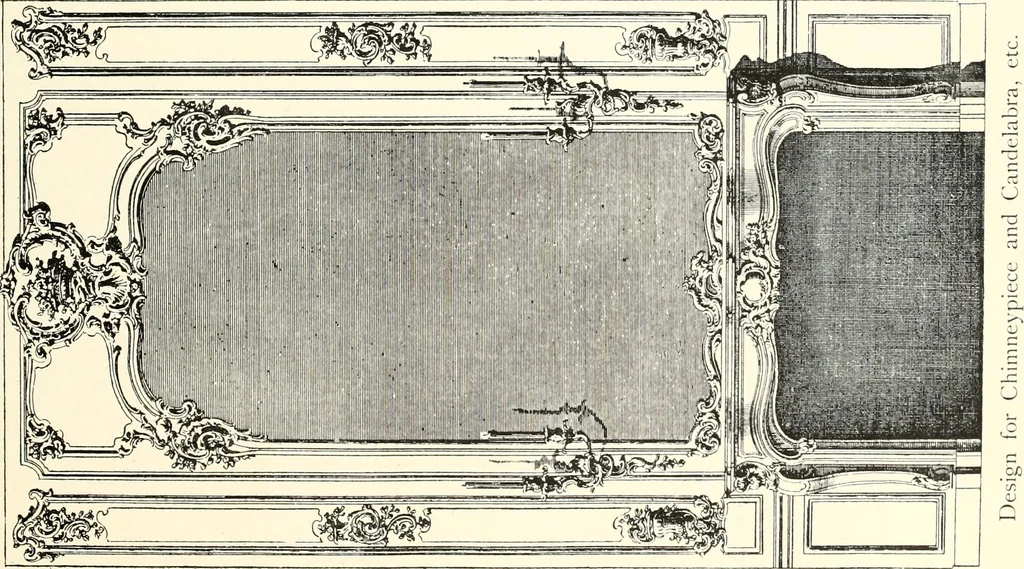 An illustration from An historical guide to French interiors, furniture, decoration, woodwork, & allied arts during the last half of the seventeenth century, the whole of the eighteenth century, and the earlier part of the nineteenth, 1900, leaf 233