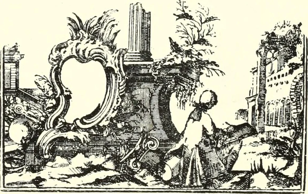 An illustration from An historical guide to French interiors, furniture, decoration, woodwork, & allied arts during the last half of the seventeenth century, the whole of the eighteenth century, and the earlier part of the nineteenth, 1900, leaf 237