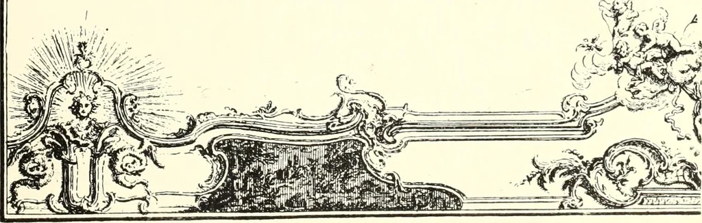 An illustration from An historical guide to French interiors, furniture, decoration, woodwork, & allied arts during the last half of the seventeenth century, the whole of the eighteenth century, and the earlier part of the nineteenth, 1900, leaf 237