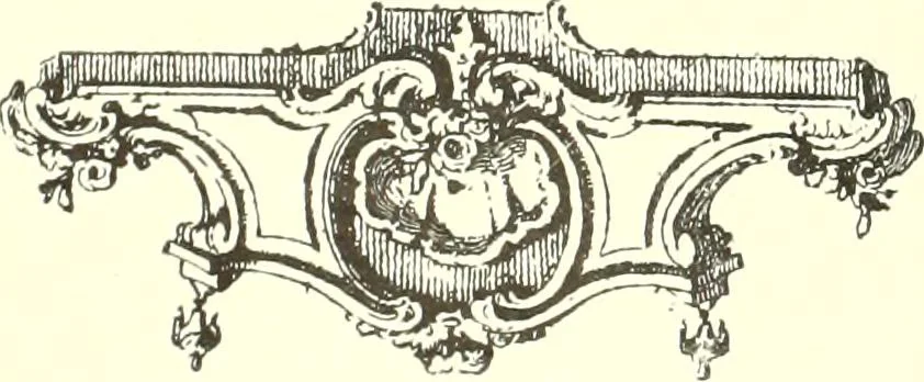 An illustration from An historical guide to French interiors, furniture, decoration, woodwork, & allied arts during the last half of the seventeenth century, the whole of the eighteenth century, and the earlier part of the nineteenth, 1900, leaf 238