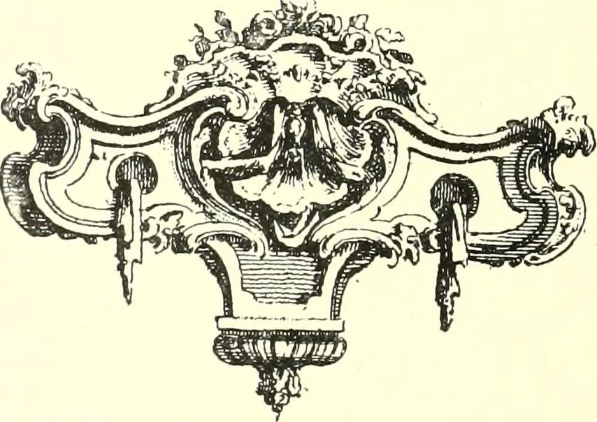An illustration from An historical guide to French interiors, furniture, decoration, woodwork, & allied arts during the last half of the seventeenth century, the whole of the eighteenth century, and the earlier part of the nineteenth, 1900, leaf 238