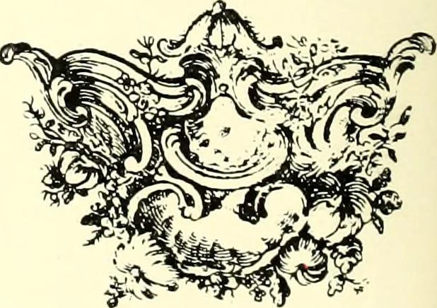 An illustration from An historical guide to French interiors, furniture, decoration, woodwork, & allied arts during the last half of the seventeenth century, the whole of the eighteenth century, and the earlier part of the nineteenth, 1900, leaf 238