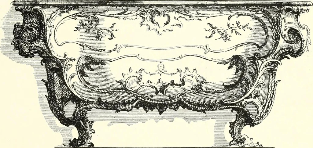 An illustration from An historical guide to French interiors, furniture, decoration, woodwork, & allied arts during the last half of the seventeenth century, the whole of the eighteenth century, and the earlier part of the nineteenth, 1900, leaf 239