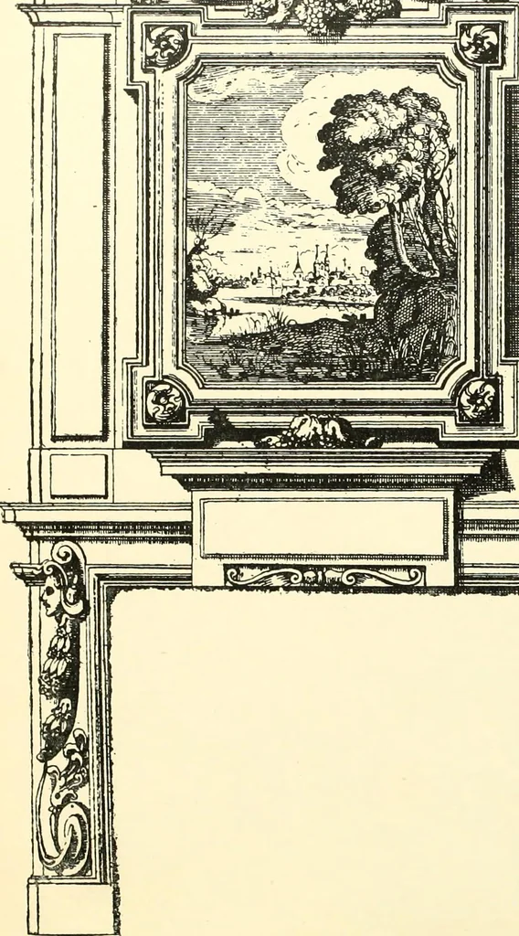 An illustration from An historical guide to French interiors, furniture, decoration, woodwork, & allied arts during the last half of the seventeenth century, the whole of the eighteenth century, and the earlier part of the nineteenth, 1900, leaf 24