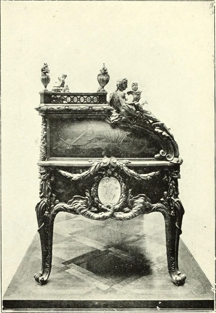An illustration from An historical guide to French interiors, furniture, decoration, woodwork, & allied arts during the last half of the seventeenth century, the whole of the eighteenth century, and the earlier part of the nineteenth, 1900, leaf 249