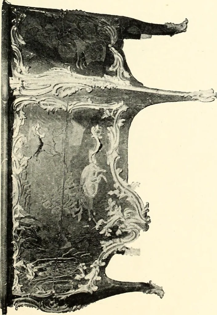 An illustration from An historical guide to French interiors, furniture, decoration, woodwork, & allied arts during the last half of the seventeenth century, the whole of the eighteenth century, and the earlier part of the nineteenth, 1900, leaf 251