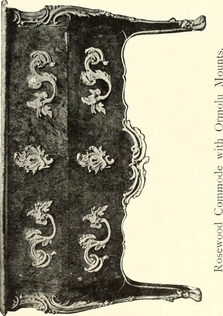 An illustration from An historical guide to French interiors, furniture, decoration, woodwork, & allied arts during the last half of the seventeenth century, the whole of the eighteenth century, and the earlier part of the nineteenth, 1900, leaf 251