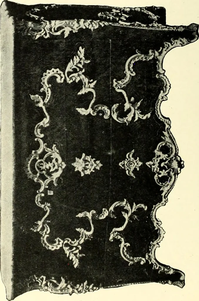 An illustration from An historical guide to French interiors, furniture, decoration, woodwork, & allied arts during the last half of the seventeenth century, the whole of the eighteenth century, and the earlier part of the nineteenth, 1900, leaf 252