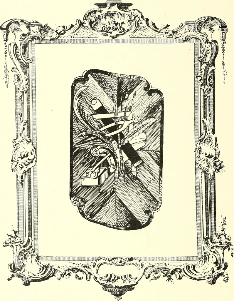 An illustration from An historical guide to French interiors, furniture, decoration, woodwork, & allied arts during the last half of the seventeenth century, the whole of the eighteenth century, and the earlier part of the nineteenth, 1900, leaf 256