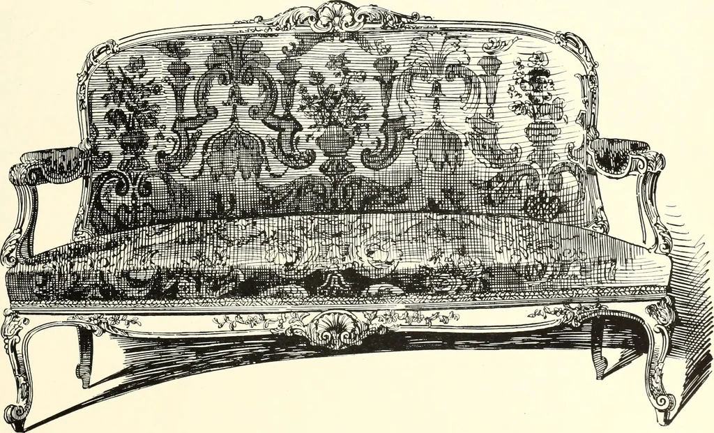 An illustration from An historical guide to French interiors, furniture, decoration, woodwork, & allied arts during the last half of the seventeenth century, the whole of the eighteenth century, and the earlier part of the nineteenth, 1900, leaf 257
