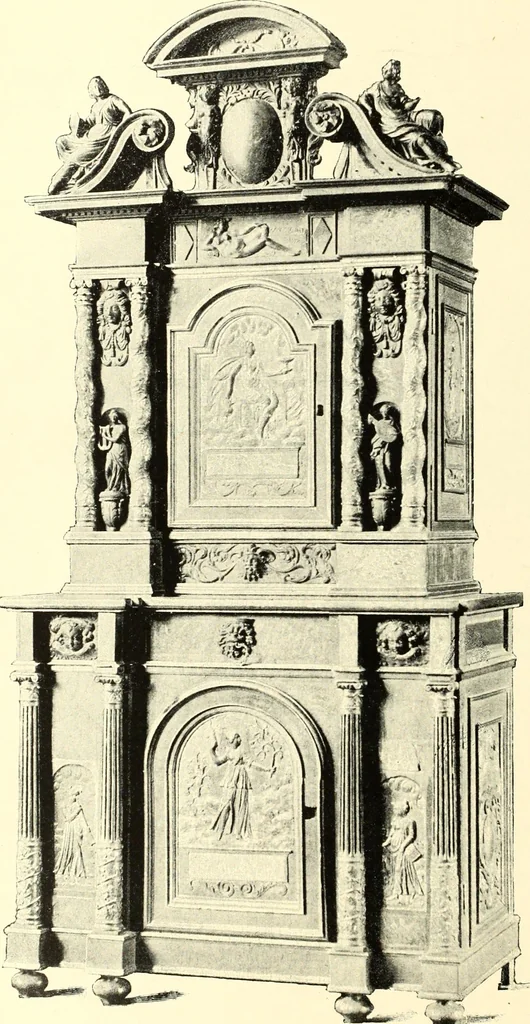 An illustration from An historical guide to French interiors, furniture, decoration, woodwork, & allied arts during the last half of the seventeenth century, the whole of the eighteenth century, and the earlier part of the nineteenth, 1900, leaf 26