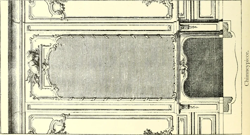 An illustration from An historical guide to French interiors, furniture, decoration, woodwork, & allied arts during the last half of the seventeenth century, the whole of the eighteenth century, and the earlier part of the nineteenth, 1900, leaf 264