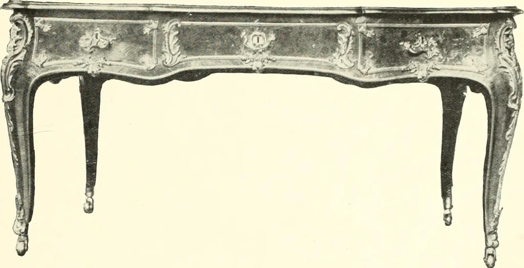 An illustration from An historical guide to French interiors, furniture, decoration, woodwork, & allied arts during the last half of the seventeenth century, the whole of the eighteenth century, and the earlier part of the nineteenth, 1900, leaf 265