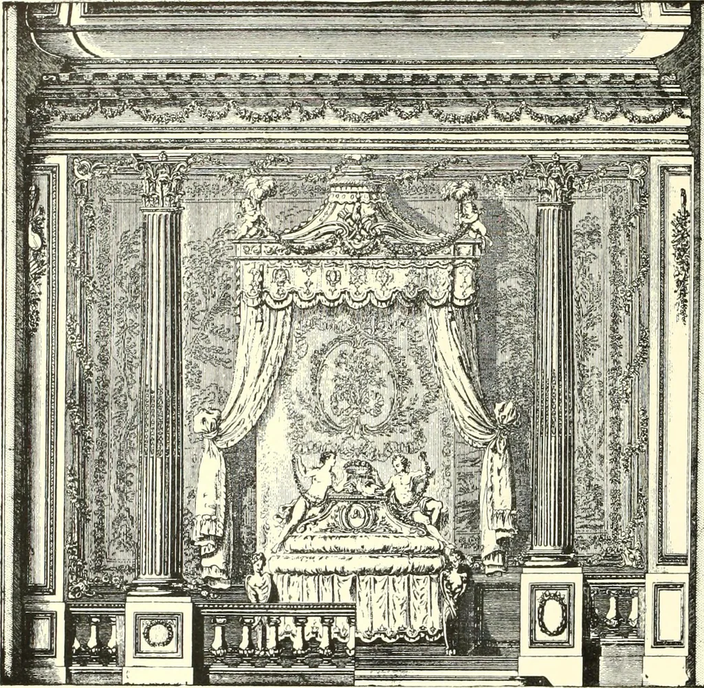 An illustration from An historical guide to French interiors, furniture, decoration, woodwork, & allied arts during the last half of the seventeenth century, the whole of the eighteenth century, and the earlier part of the nineteenth, 1900, leaf 266