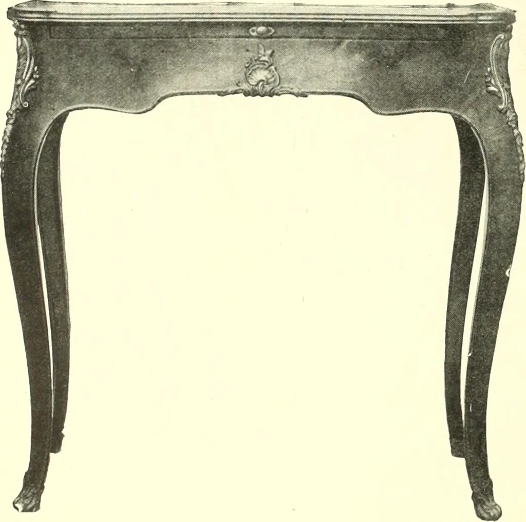 An illustration from An historical guide to French interiors, furniture, decoration, woodwork, & allied arts during the last half of the seventeenth century, the whole of the eighteenth century, and the earlier part of the nineteenth, 1900, leaf 266