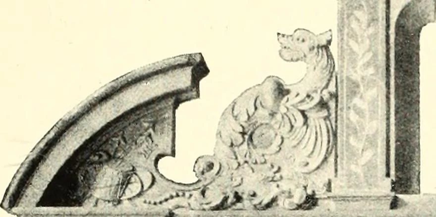An illustration from An historical guide to French interiors, furniture, decoration, woodwork, & allied arts during the last half of the seventeenth century, the whole of the eighteenth century, and the earlier part of the nineteenth, 1900, leaf 27
