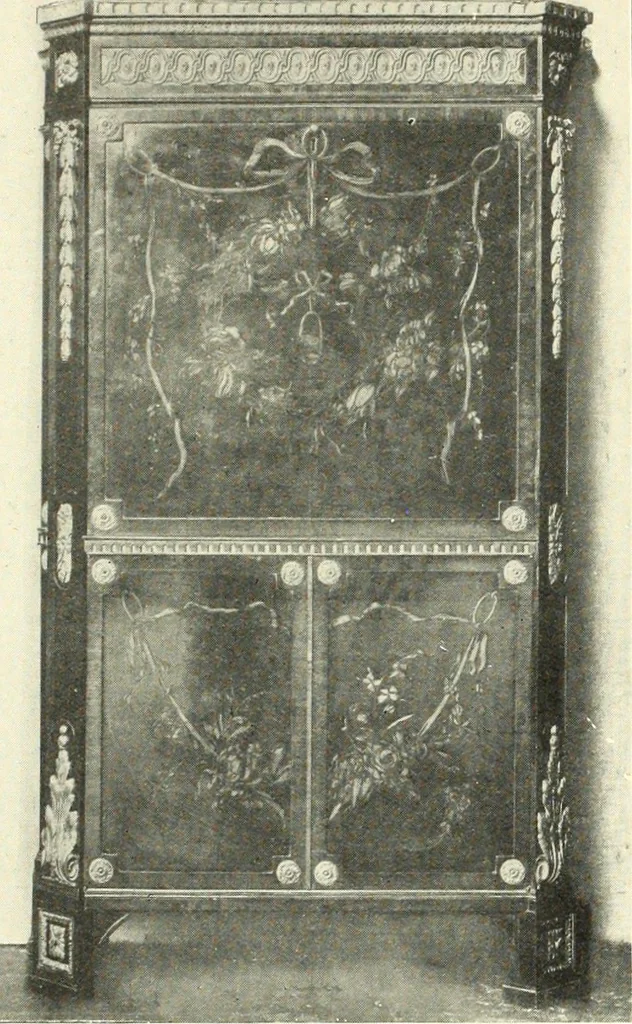 An illustration from An historical guide to French interiors, furniture, decoration, woodwork, & allied arts during the last half of the seventeenth century, the whole of the eighteenth century, and the earlier part of the nineteenth, 1900, leaf 270