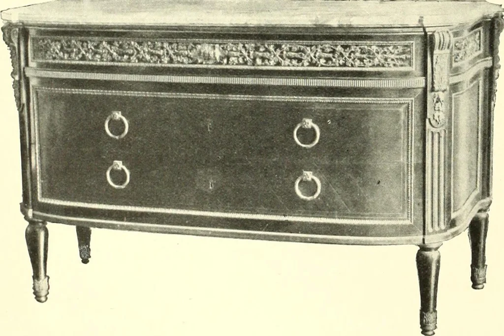 An illustration from An historical guide to French interiors, furniture, decoration, woodwork, & allied arts during the last half of the seventeenth century, the whole of the eighteenth century, and the earlier part of the nineteenth, 1900, leaf 270