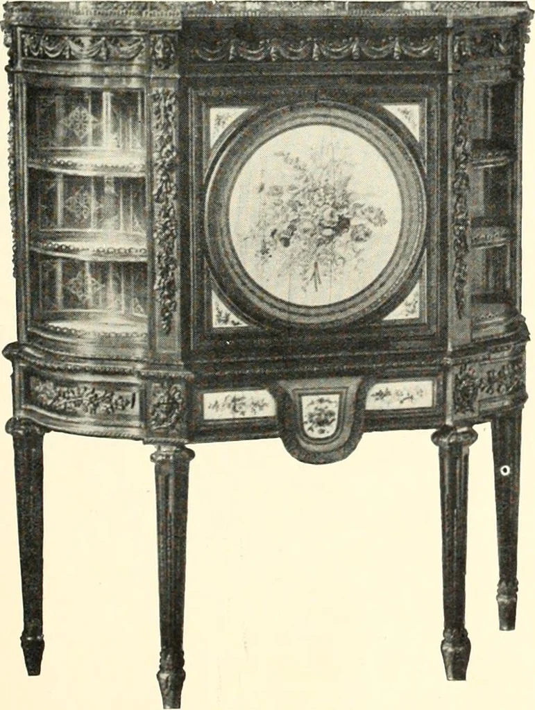 An illustration from An historical guide to French interiors, furniture, decoration, woodwork, & allied arts during the last half of the seventeenth century, the whole of the eighteenth century, and the earlier part of the nineteenth, 1900, leaf 271