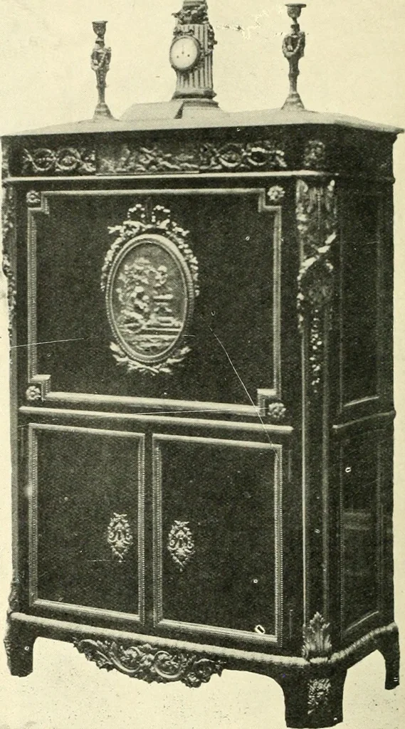 An illustration from An historical guide to French interiors, furniture, decoration, woodwork, & allied arts during the last half of the seventeenth century, the whole of the eighteenth century, and the earlier part of the nineteenth, 1900, leaf 272
