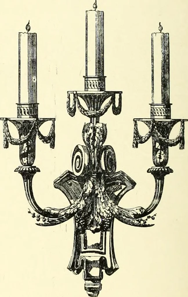 An illustration from An historical guide to French interiors, furniture, decoration, woodwork, & allied arts during the last half of the seventeenth century, the whole of the eighteenth century, and the earlier part of the nineteenth, 1900, leaf 274