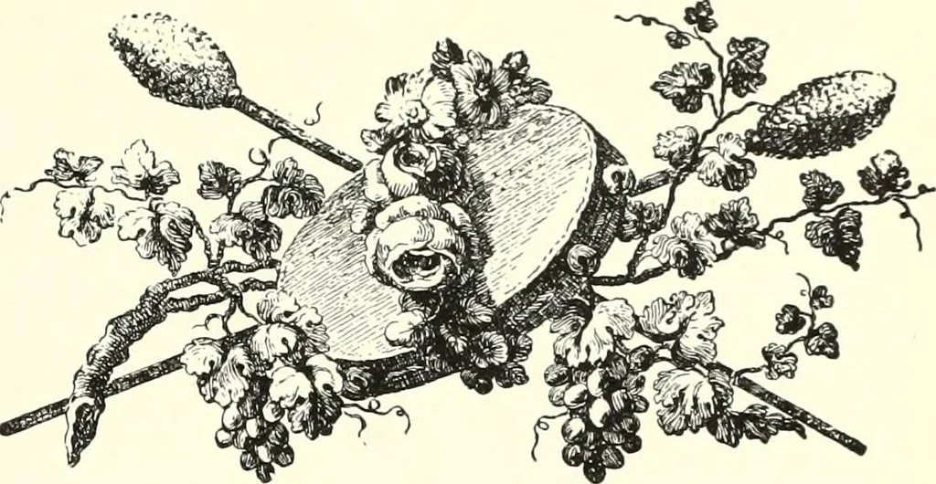 An illustration from An historical guide to French interiors, furniture, decoration, woodwork, & allied arts during the last half of the seventeenth century, the whole of the eighteenth century, and the earlier part of the nineteenth, 1900, leaf 275
