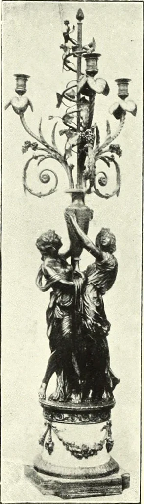 An illustration from An historical guide to French interiors, furniture, decoration, woodwork, & allied arts during the last half of the seventeenth century, the whole of the eighteenth century, and the earlier part of the nineteenth, 1900, leaf 277