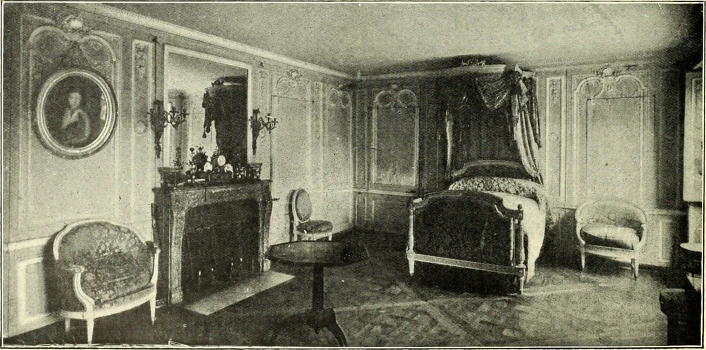 An illustration from An historical guide to French interiors, furniture, decoration, woodwork, & allied arts during the last half of the seventeenth century, the whole of the eighteenth century, and the earlier part of the nineteenth, 1900, leaf 278