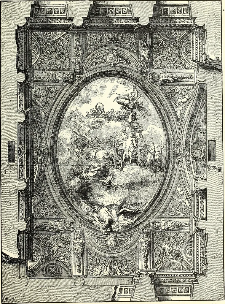 An illustration from An historical guide to French interiors, furniture, decoration, woodwork, & allied arts during the last half of the seventeenth century, the whole of the eighteenth century, and the earlier part of the nineteenth, 1900, leaf 281