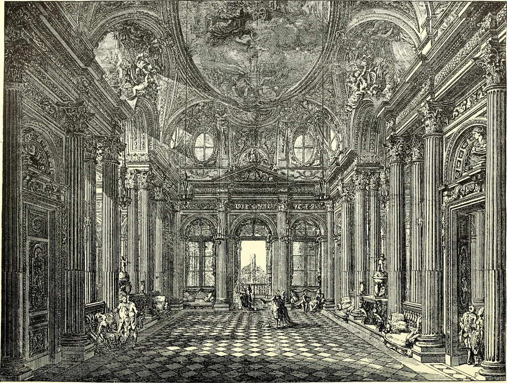 An illustration from An historical guide to French interiors, furniture, decoration, woodwork, & allied arts during the last half of the seventeenth century, the whole of the eighteenth century, and the earlier part of the nineteenth, 1900, leaf 282